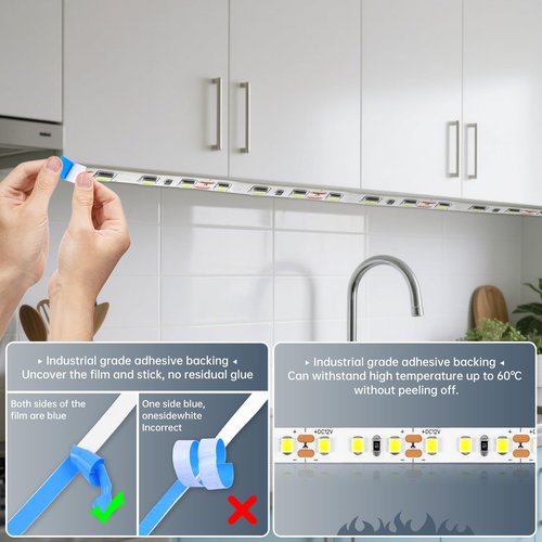 tlinkosta LED Strip Lights 6500K Cool White, 16.4ft Dimmable & Cuttable, 600 LEDs High Brightness, Strong Adhesive Backlight for Cabinet, Kitchen, Bedroom, TV Backlight Decor (Cool White, 16.4 ft)