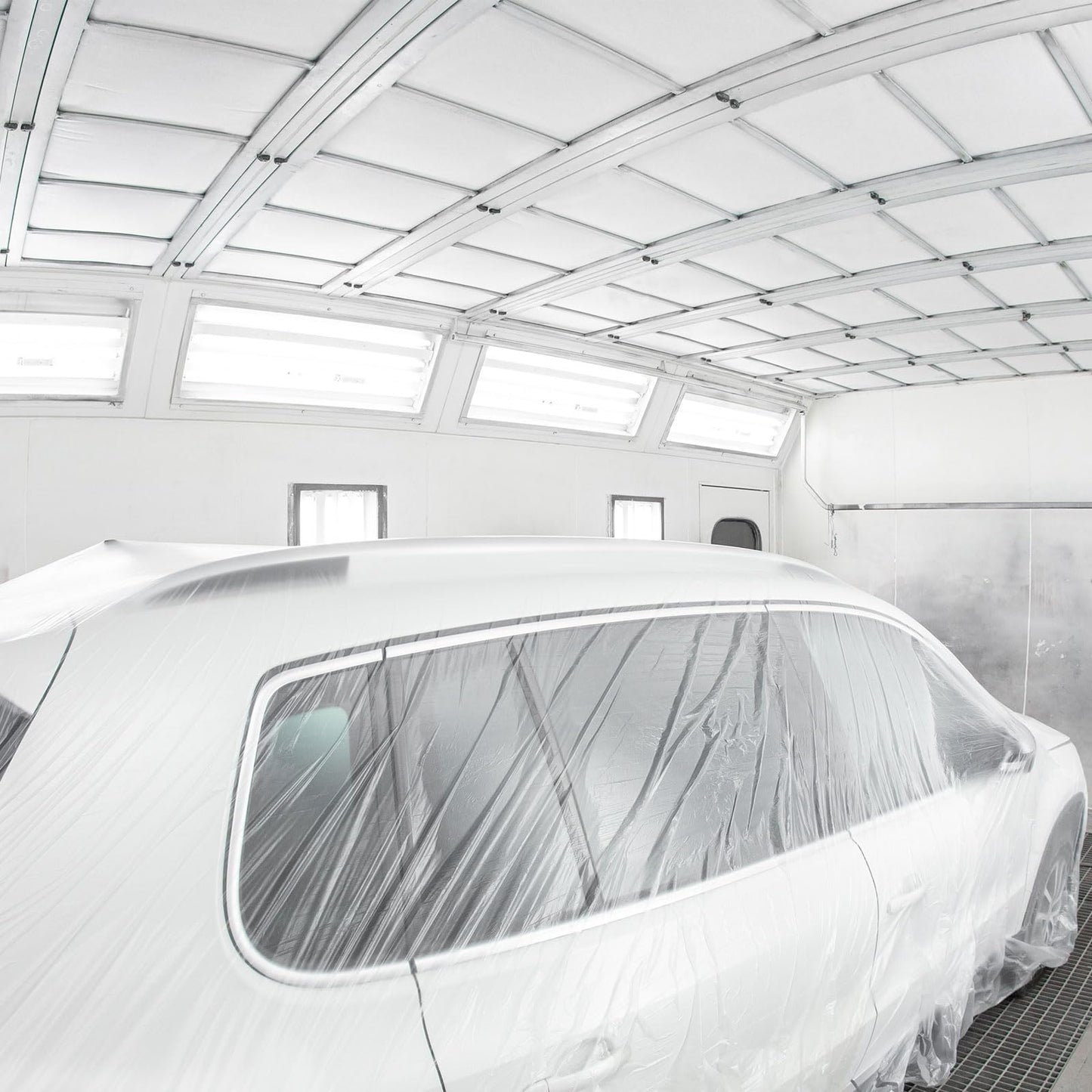 HARFINGTON Pre-Taped Masking Film 177.2" x32.8ft Double Adhesive Tape and Drape Painters Plastic Drop Cloth Film with Tape Plastic Sheeting for Automotive Painting Covering