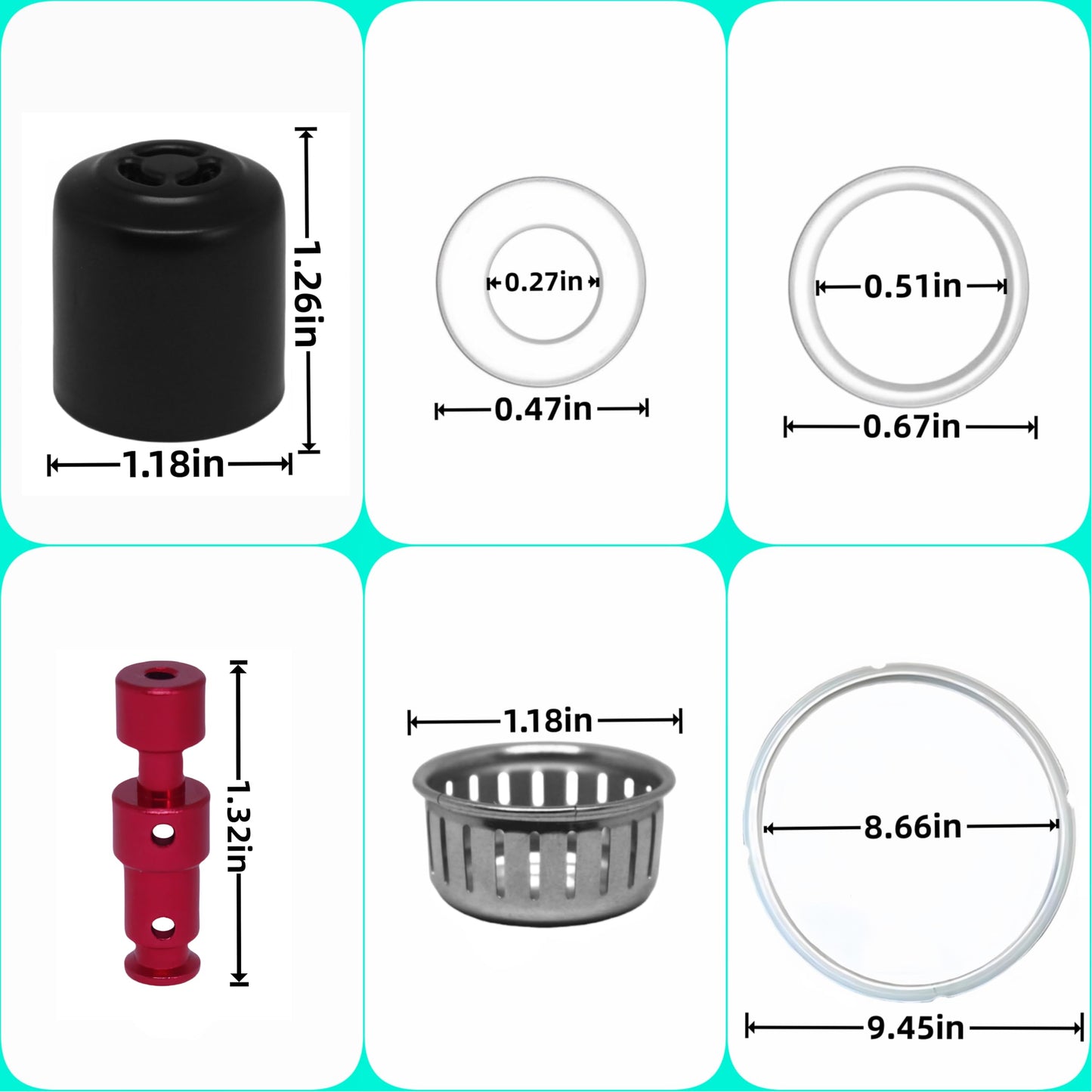 11PCS Replacement Parts for Instant Pot RIO 6 Qt Include Inner Pot Seal Ring, Steam Release Valve, Condensation Collector Cup, Float Valve W/Cap and Anti-Block Shield By Pnltae