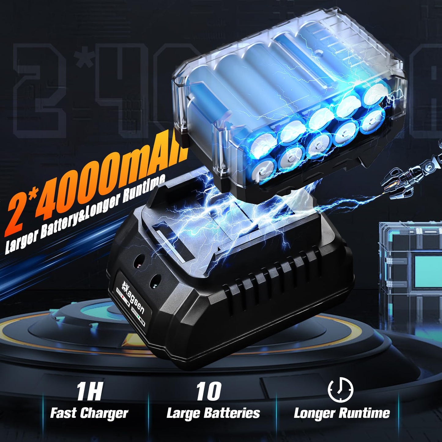 MAGSEN Cordless Impact Wrench 1/2 inch, High Torque 900Ft-lbs (1200N.m) Brushless Impact Gun,3800RPM,2x4.0 Battery, 6 Sockets,LED Work Light,Electric Impact Motor Variable Speeds for Car/Mower/Pickup