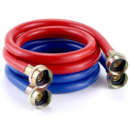 Washer Hoses 4FT,Rubber Washing Machine Hoses 3/4 Washer Machine Hoses 2 packs,Burst Proof Water Supply Lines for Hot and Cold Washer Water Hoses,Universal for All Standard Wash Machines-by MIFLUS