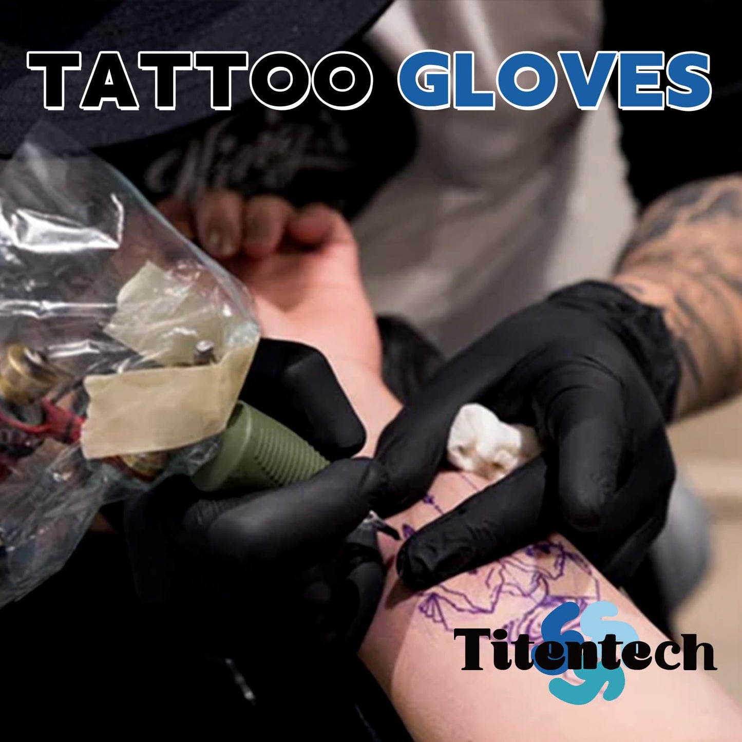 Titentech Disposable Nitrile Exam Gloves Black Cooking Gloves Disposable Food Safe 3mil 100PCS/BOX, Medium, Chemical Resistance, Salon Work, Tattoos