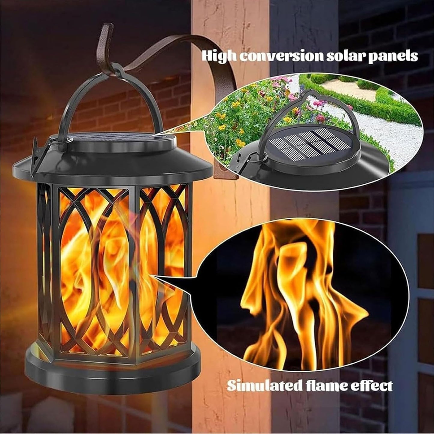 Boundbreed Solar Lights, Boundbreed Upgraded Flickering Flame Solar Lantern Outdoor Waterproof Light, Hanging Solars Dancing Flame Lantern Lights, Auto On/Off Decorative Fire Lanterns (2PCS)