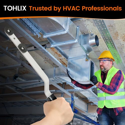 TOHLIX Aluminum 89565 Duct Stretcher Tool with One-Piece Ergonomic Wave Grip & Extended Bend for More Space | Drive Cleat Installation & Duct Pulling Tool for HVAC Ductwork Alignment | Offset Handle