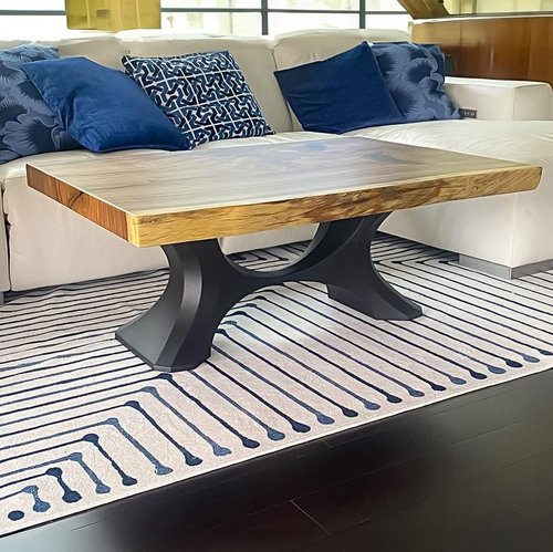 Flowyline 16" H 208 Haru Handcrafted Black Metal Table Legs and Bases for Coffee Tables | Steel Desk Legs | Rust-Resistant, Adjustable Furniture Legs for Bench | Mid-Century Modern | Indoor/Outdoor