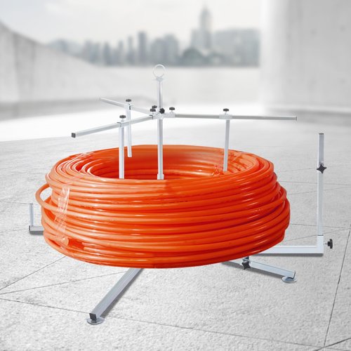 BEACCOSS Heavy Duty Pipe Reel Dispenser - 1968.5FT Capacity for Underfloor Heating PEX/PERT Pipes - Adjustable Diameter Uncoiler for Pipe Coils, Cables & Wires, Galvanized Construction
