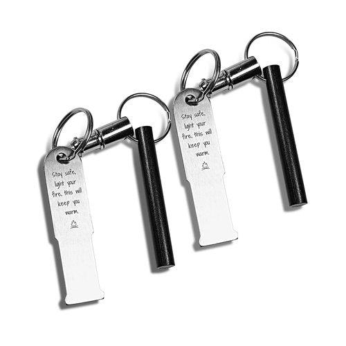 FERROFIRE Quick Release Keychain Ferro Rod Starter with 2.5 Inch Long Ferrocerium Rod and Superb Striker Flint and Steel for EDC Camping Emergency Survival BBQ (Pack of 2)