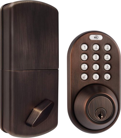 Keyless Entry Door Lock with 2 Lever Handles, Electronic Digital Keypad Deadbolt Levers Combo Set for Front Door, One-Touch Locking, Easy Installation (Oil Rubbed Bronze)