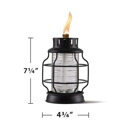 TIKI Tabletop Metal Torch Lanterns, 2-Pack – Stylish Outdoor Tabletop Torches for Patio, Garden & Backyard, Decorative Torch with Fiberglass Wick & Snuffer, Black