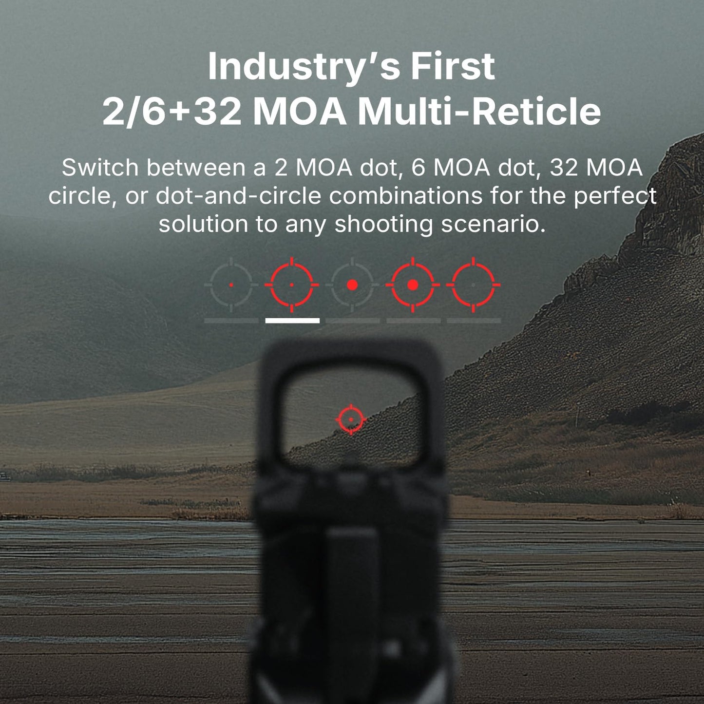 OSIGHT XR Enclosed Red Dot Sight, 2/6 MOA Dot & 32 MOA Circle Multi-Reticle, 407C/507C Footprint Compatible, Parallax-Free Reflex Optic with Charging Cover for Full-Size Setups