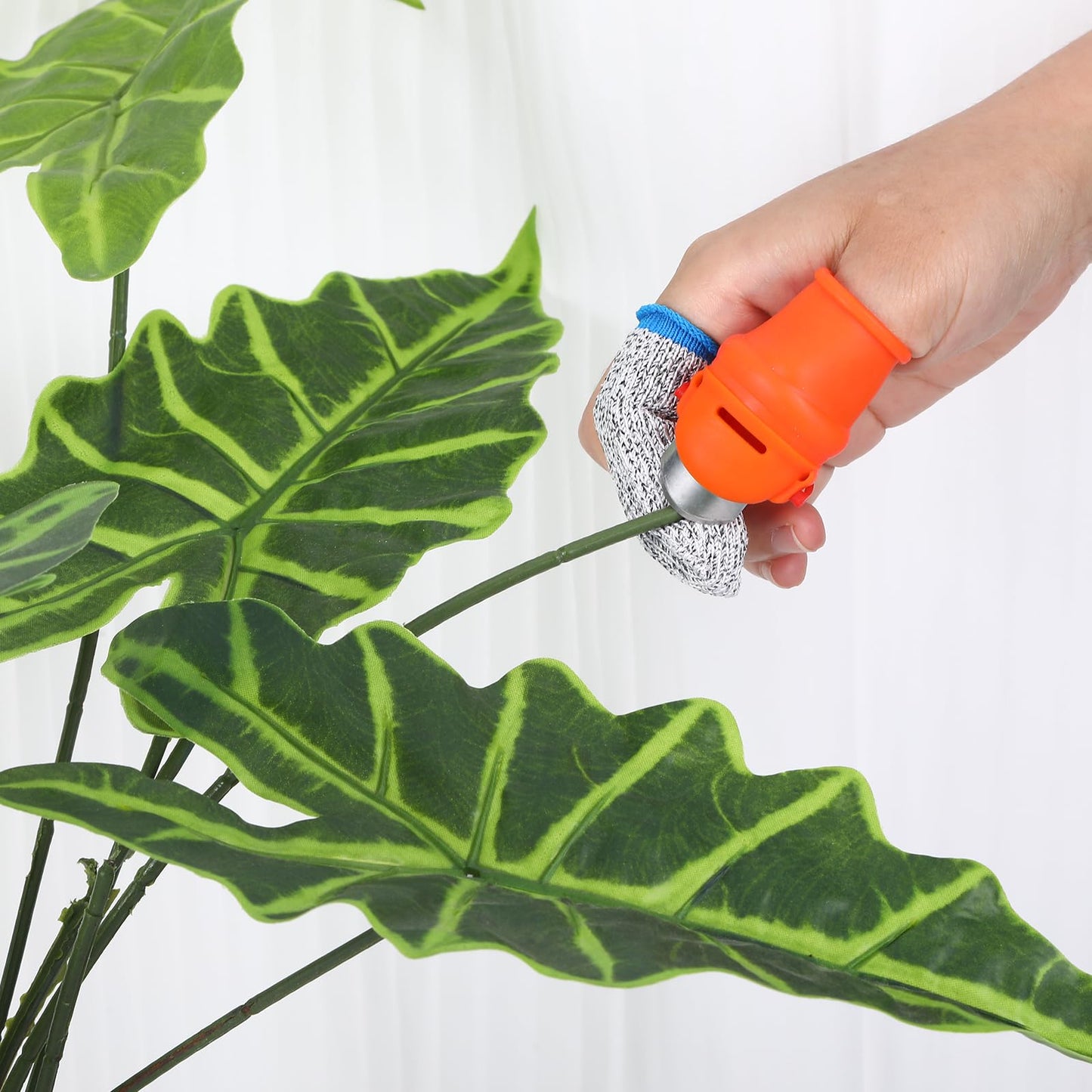 16 Pcs Gardening Thumb Knife Set, Thumb Knife for Harvesting, Stainless Steel Nail Cutters, Silicone Finger Protectors, Plant Picking, Vegetable Pruning, Garden Tool Set (Orange)