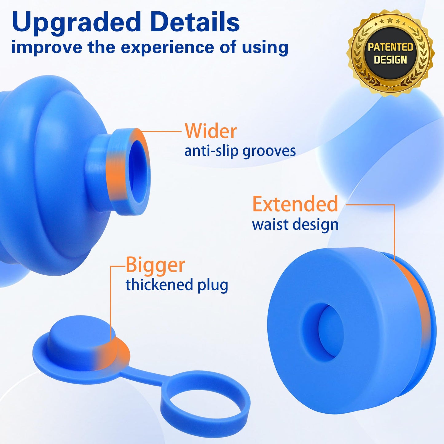 Gofriipai 3 and 5 Gallon Water Jug Cap, Silicone Reusable Replacement Cap, Non Spill Bottle Caps for 55mm Bottle Water Dispenser Caps - Pack of 5