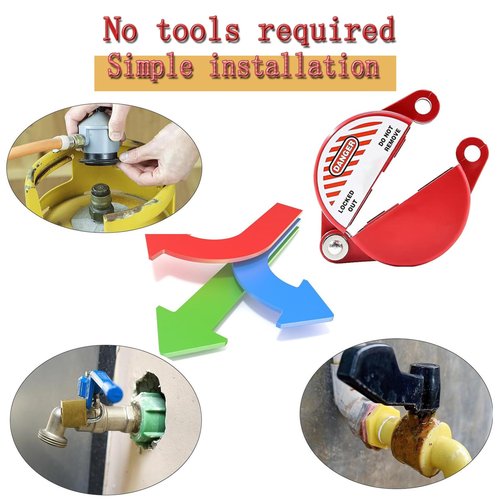 WIILDIS Gate Valve Lockout Device and Safety Padlock, Outdoor Faucet Lock for Outdoor Faucet Knob/Water Spigot/Propane Tank, Suited for 1 to 2-1/2 in Dia Valve Handles