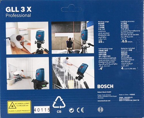 Bosch GLL 3X Professional Cross Line Laser level with 3 lines by Bosch Professional