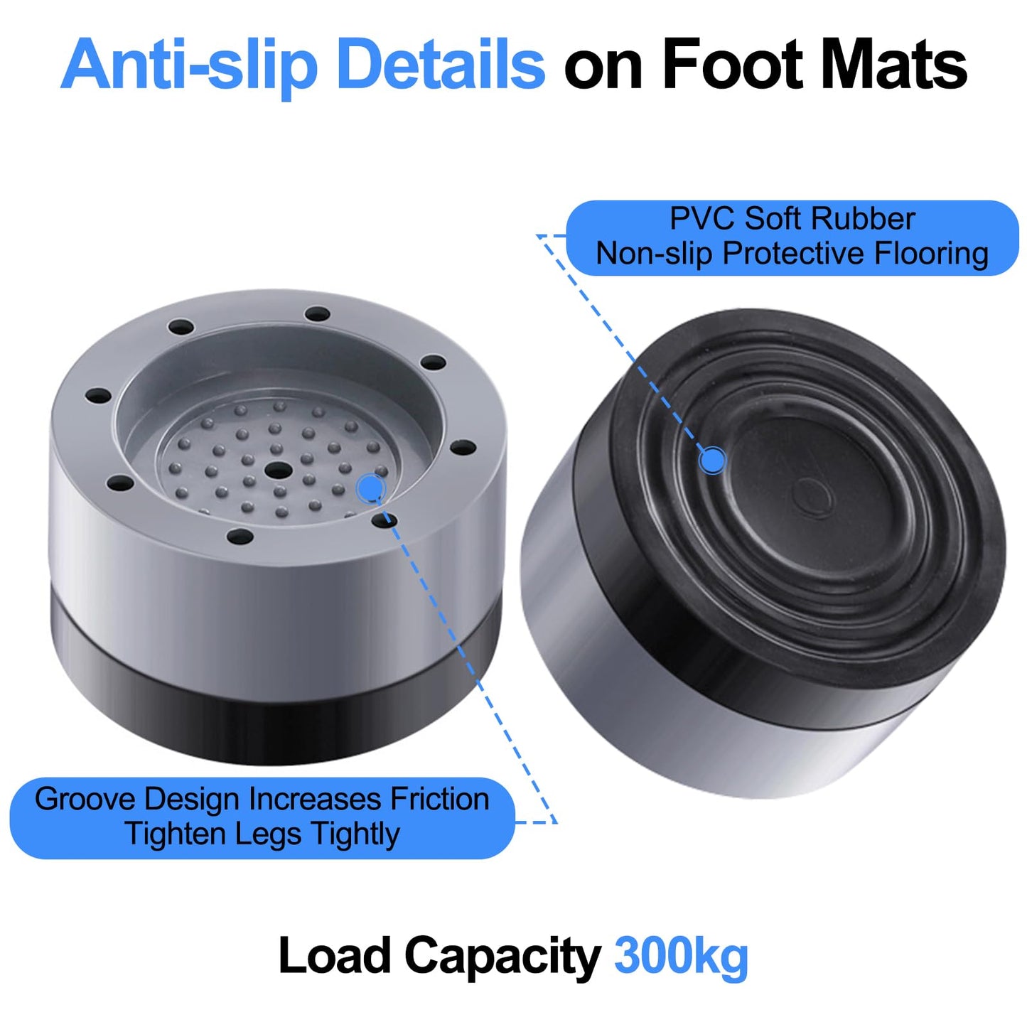 Mini Fridge Silicone Mat with 4 Base Raisers, 20" x 20" x 0.7" Under Refrigerator Mat, Mini Fridge Drip Pan Prevents Appliance Leakage Water Spills, for Washing Machines, Dishwashers, Air Conditioner
