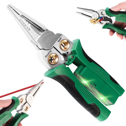 8 in 1 Wire Stripper with Voltage Tester, Wire Stripping Pliers for Cutting and Pulling, Electrician Pliers, Wire Crimper, Cable Stripper, Wiring Tools and Multi-function Hand Tool 1PC