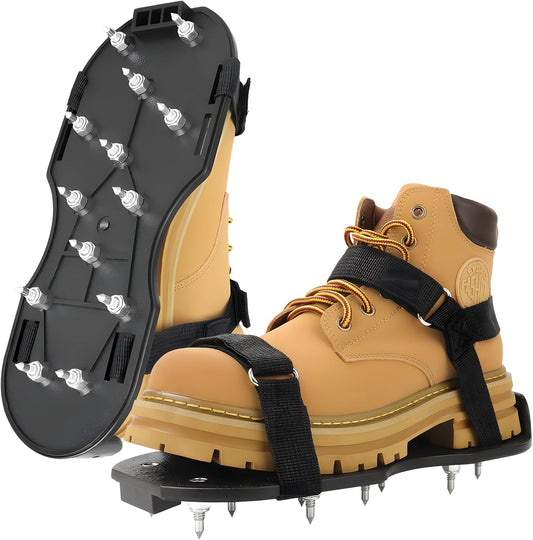 Epoxy Floor Spiked Shoes Fully Assembled Gunite Spiked Shoes with 3/4" Short Spikes for Garage Floor Epoxy, Overlays, Cover Installation,1 Pair (Black)