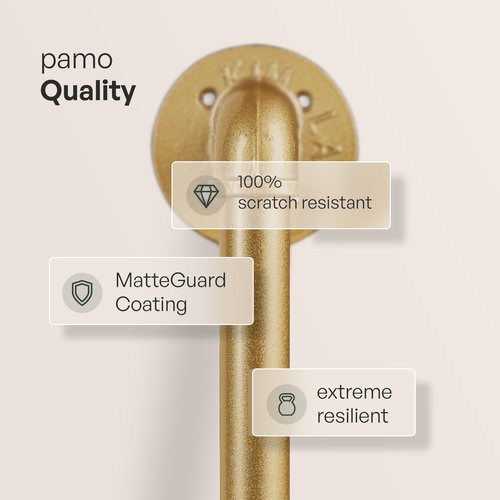 pamo Freestanding Clothes Rack – 170 lbs Load Capacity – Open Closet or Industrial Garment Rack for Bedroom or Walk-In Closet – Gold Metal Pipe Design