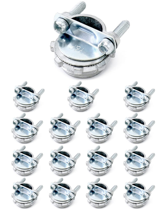 QWORK Cable Connector, 16 Pieces 1/2" Clamp Type Cable Connectors, Steel Connector for Metallic Conduit Protect Cables
