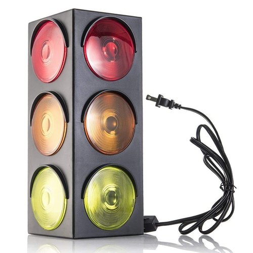 Kicko Traffic Light Prop, 12.25 inch - Simulates Traffic Stop Light - Novelty Traffic Light Lamp - Plug-in Blinking Bedside Lamp - Race Decorations Traffic Signs - Red Light Green Light Game for Kids