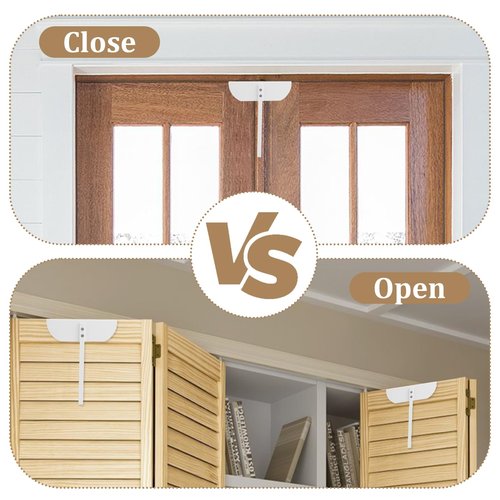 Bifold Door Lock- Metal Double Door Child Safety Locks Keep Toddler, Cats&Dogs Out of Pantry, Closets, Cabinets