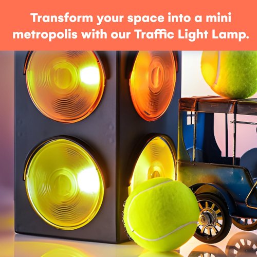 Kicko Traffic Light Prop, 12.25 inch - Simulates Traffic Stop Light - Novelty Traffic Light Lamp - Plug-in Blinking Bedside Lamp - Race Decorations Traffic Signs - Red Light Green Light Game for Kids