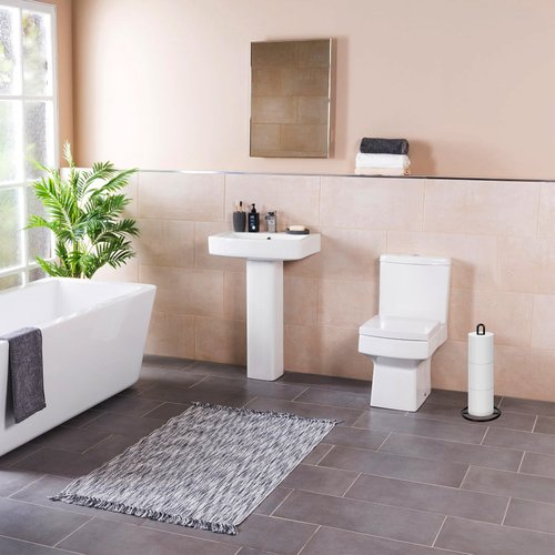 Toilet Paper Holder Stand, Black Freestanding Toilet Paper Holder for Storing 3 Rolls of Toilet Papers (Black)