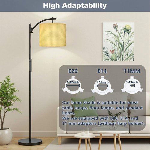 Drum Lamp Shade Gingham pattern seamless Plaid repeat yellow white Design for print Lampshade for Floor Lamps Table Lamps Pendant Light 11"x8.9" Large Lamp Shades Replacement Linen Lampshades