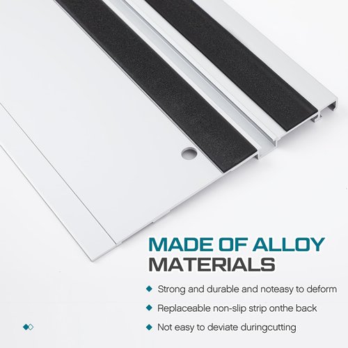 Threlaco 110" Track Saw Guide Rail Joining Set Compatible with Makita, Include 2 x 55" Extruded Guide Rails, Connectors, Splinter Guard Replacement Strip Bars Circular Track Saw Accessories