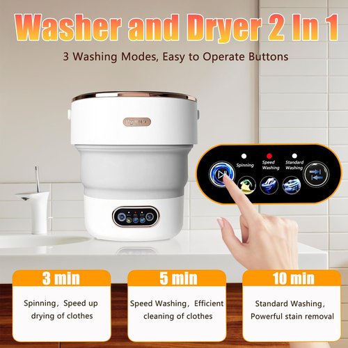 Portable Washing Machine,15L Collapsible Mini Washer with 3 Cleaning Modes Drain Basket Small Foldable Laundry Machine for Travel Camping Dorms RVs Apartments Baby Clothes Underwear Socks Delicates