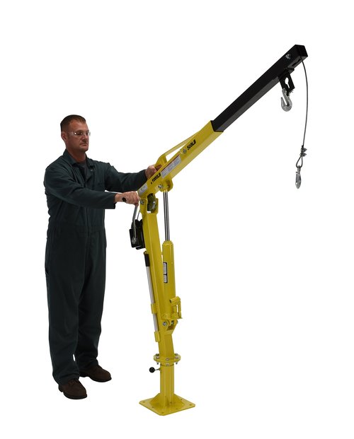 Vestil WTJ-2 Winch Operated Truck Jib Crane, Welded Steel, 1000 lbs Retracted Capacity, 56" Overall Height, Yellow