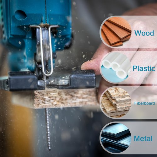 20 Pieces T-Shank Jig Saw Blades for Wood, Multi-Purpose T Shank HCS/Hss Steel Jigsaw Blades Set for Cutting Wood Plastic Metal