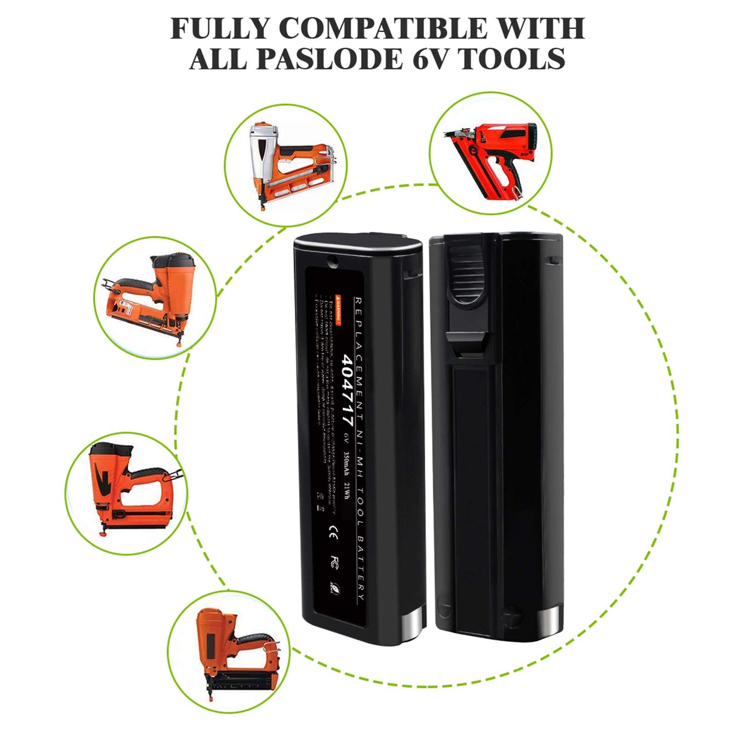 Upgraded 4000mAh 2Packs 6V Ni-MH Replacement Battery for Paslode 404717 Battery Compatible for Paslode B20544E BCPAS-404717 404400 900400 900420 900600 901000 902000 B20720 CF-325 IM200 F18 IM250