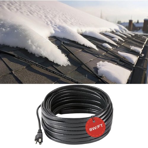 H&G Lifestyles Roof Heat Cable Snow De-icing Kit Self-Regulating Plug-in Ready Heat Tape for Roof and Gutters Ice Dam Prevention 8W/ft 140ft