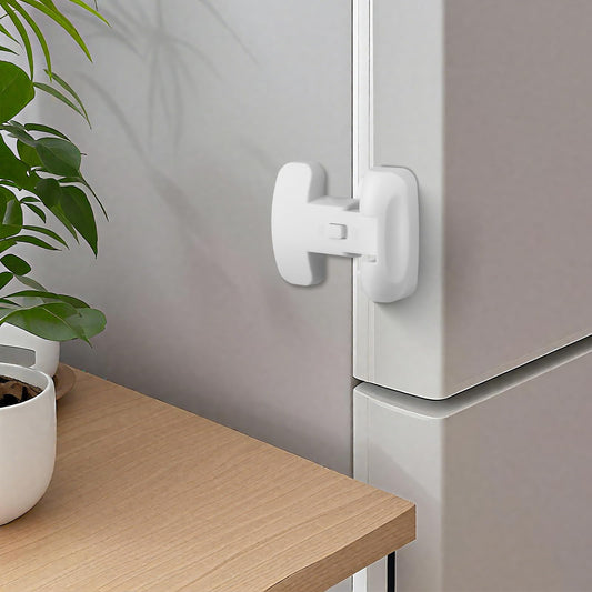 2PCS Heavy Duty Protection Fridge Lock for Refrigerator Cabinets,Drawers,Child Safety Cabinet Locks,Easy Install Without Keys，White.