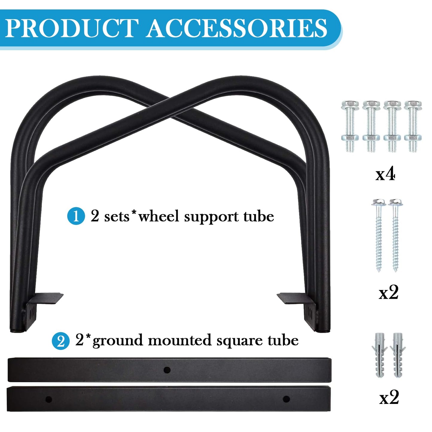 iCool Bikes Floor Bike Stand for 2 Bike, Bike Parking Rack Garage Bike Storage Indoor/Outdoor Stand, Max. Tire Width 2.15"