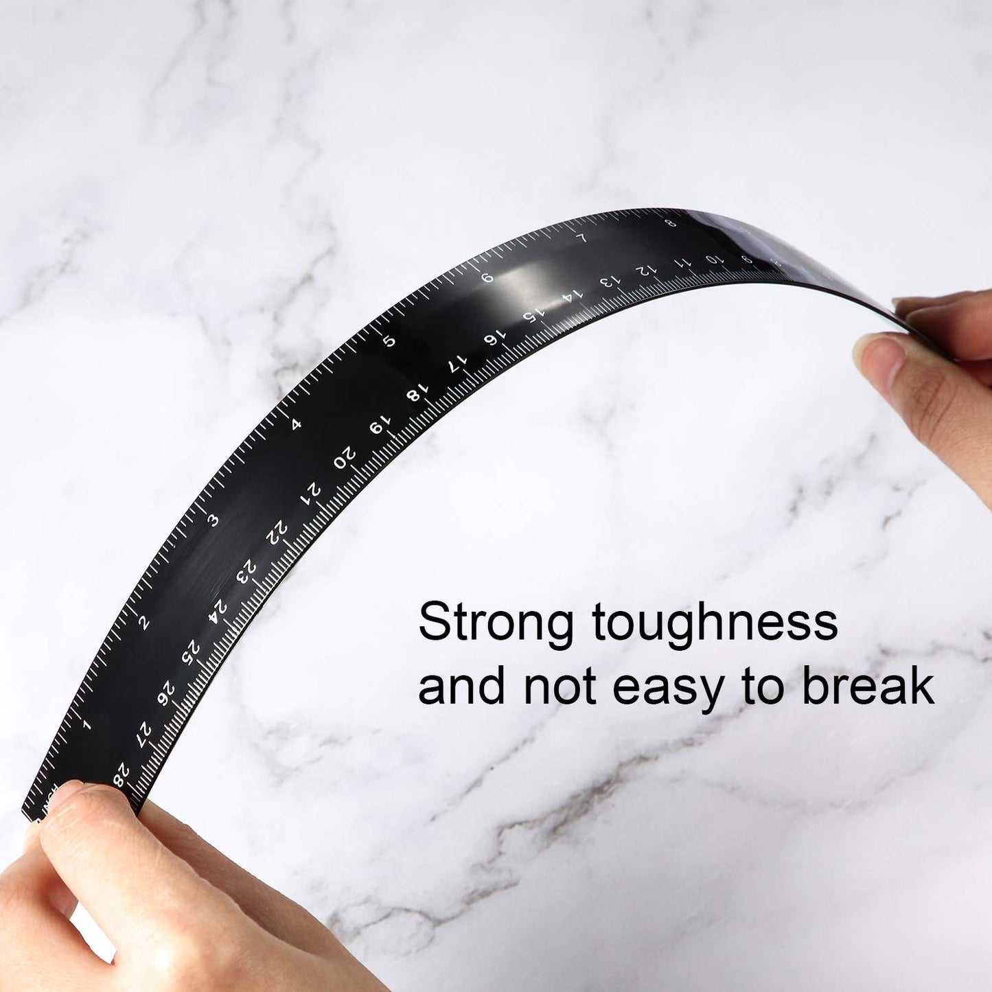 eBoot Plastic Ruler Straight Ruler Plastic Measuring Tool 12 Inches and 6 Inches, 2 Pieces (Black)