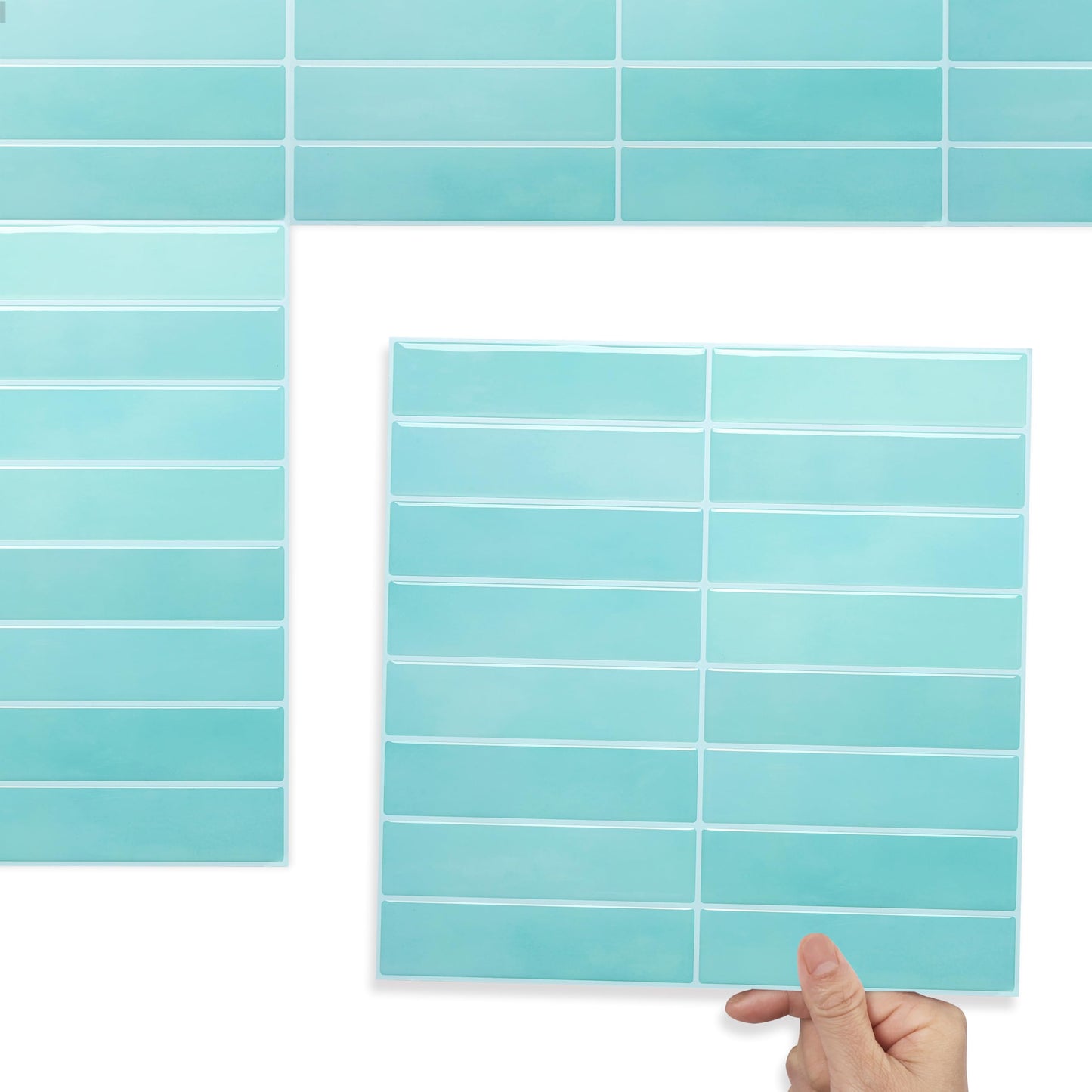 ReWallpaper 17-Sheet Removable Tile Backsplash Peel and Stick Tile for Bathroom Waterproof Self Adhesive Wall Tiles 12x12 inch Blue Green Stick on Backsplash Tiles for Kitchen Islands Renter Friendly