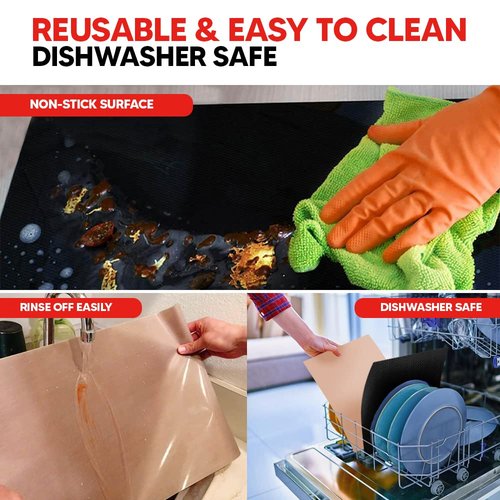 Oven Liners for Bottom of Oven with Baking Sheet Mat, Heat Resistant Stove Liners for Bottom of Electric Stove and Teflon Sheets for Baking, Reusable Matt for Electric Range