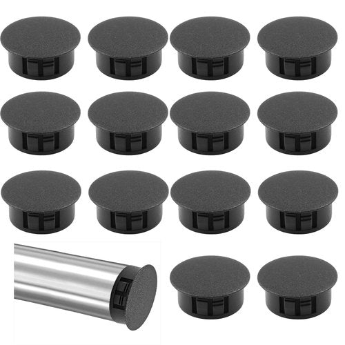 Moicstiy 30Pcs 7/8 inch (22mm) Black Hole Plugs, Plastic Round Flush Type Panel Plugs Fastener Cover for Furniture Protectors