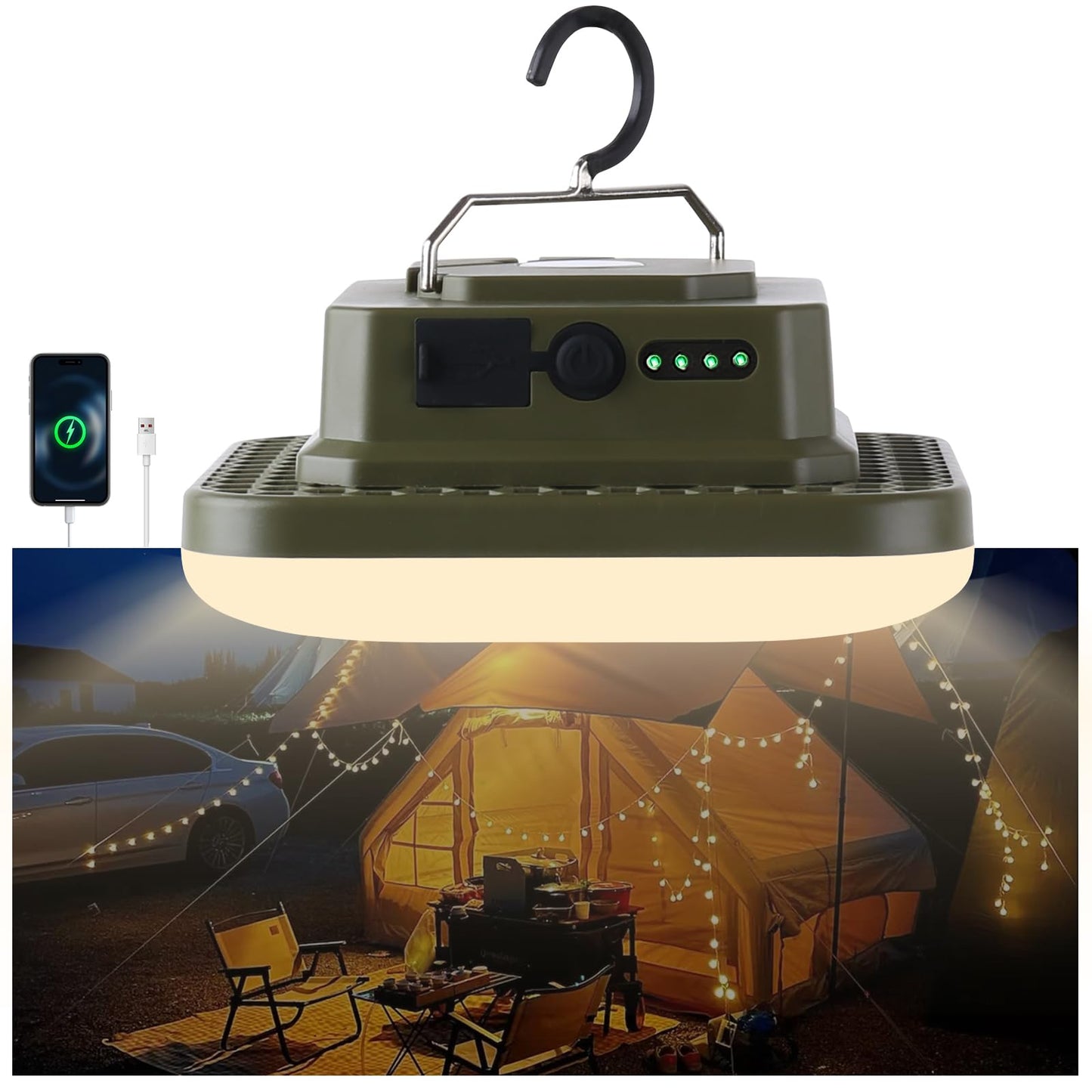 Portable Rechargeable LED Camping Lights for Hanging,Waterproof Outdoor Light,Super Bright Hanging Lanterns for Tents