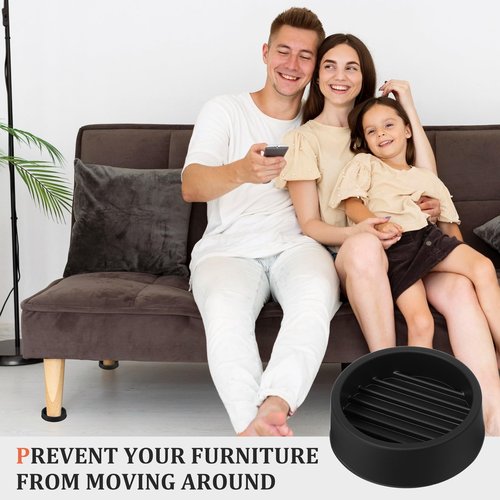 1.5x1.5 Round Rubber Furniture Caster Cups Anti-Sliding Furniture Pads Bed Stopper Floor Protector with Grip Non Slip Furniture Gripper Anti Skid Furniture Feet for Couch Stopper Protect Any Flooring