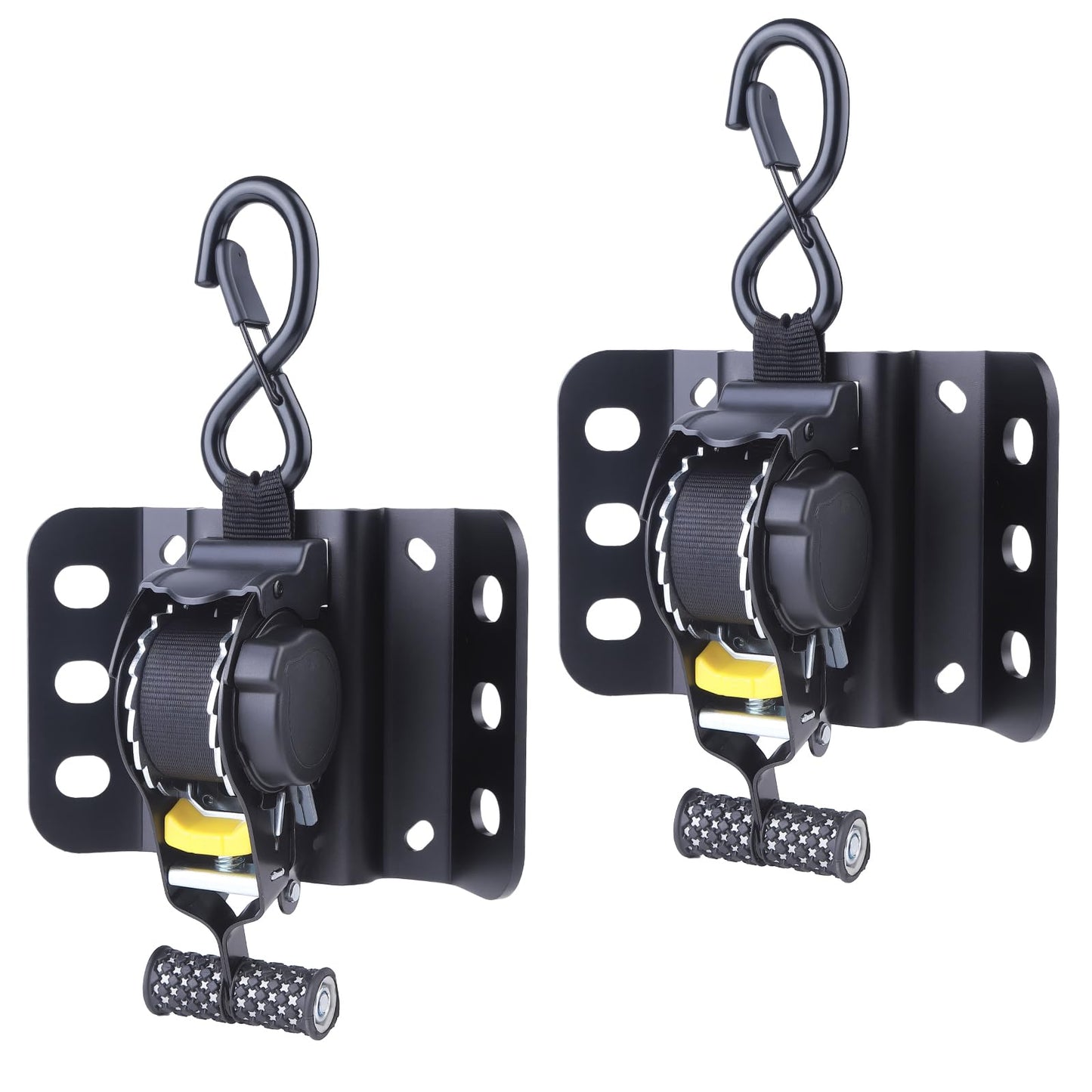 Upgraded Ultimate Retractable Ratchet Straps for Ford F150, 2PCS Truck Bed Ratchet Straps for F150, 10 ft Retract Bed Mounted Tie Down Strap for F-150 F250 F350 2015-2025 (Black)