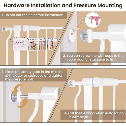BalanceFrom Easy Walk-Thru Safety Gate for Doorways and Stairways with Auto-Close/Hold-Open Features, 30-Inch Tall, Fits 29.1 - 33.8 Inch Openings, White