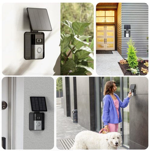 QIBOX Solar Charger Compatible with Ring Video Doorbell (2020 Release), 2.9W Waterproof Continuously Solar Panel, Only for Micro USB Port Adjustable Panel