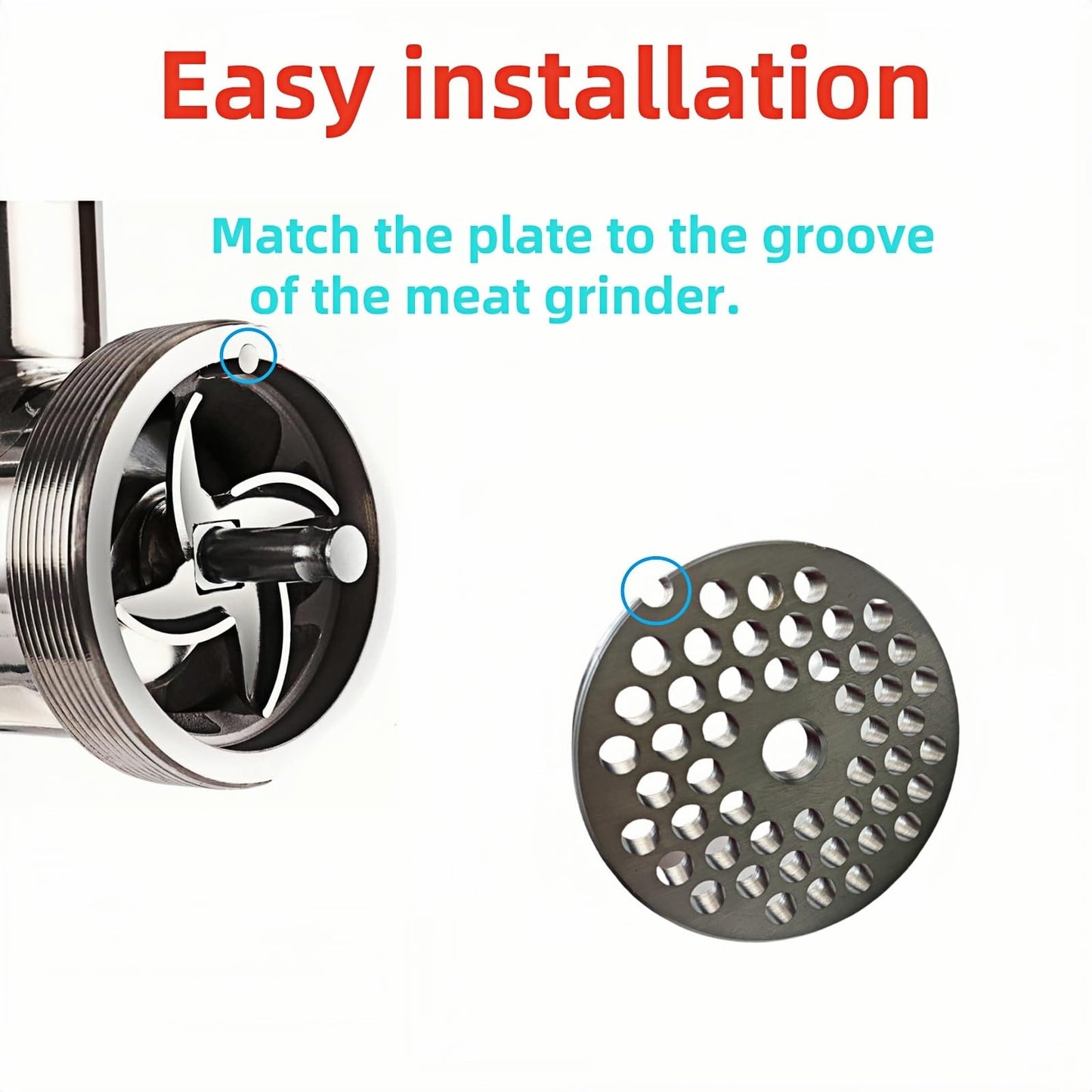 For Hobart, LEM, Cabelas, Weston and FGA Food Chopper, MTN Meat Grinders of #12 Stainless Steel Meat Grinder Plate Discs Blades，Cutting Disks Heavy Duty. (3 Big Hole Plate)