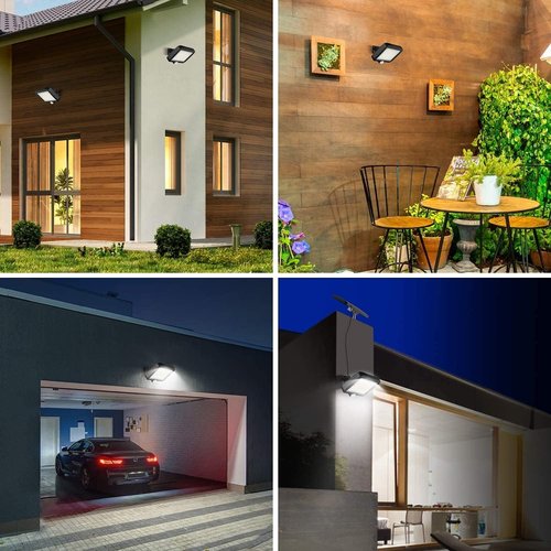Solar Light Outdoor, 56 LED Light Outside with Motion Detector, IP65 Waterproof, 120° Lighting Angle, Solar Wall Light for Garden with 16.5ft Cable