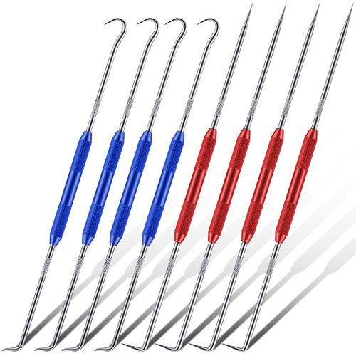 Zhehao 4 Pcs Double Pointed Scriber, 8.3 Inch Metal Scribe Tool Hook and Pick Tool Set Straight 45 Degree 90 Degree Tip Marking Tool for Machinists, Technicians or Craftsmen