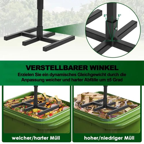Wastemate Bin Compactor,Manual Trash Compactor,Portable Recycling Hand Tool for Outdoor, Touchless Garbage Compactor with Adjustable Handle for Kitchen,Garden,Restaurant
