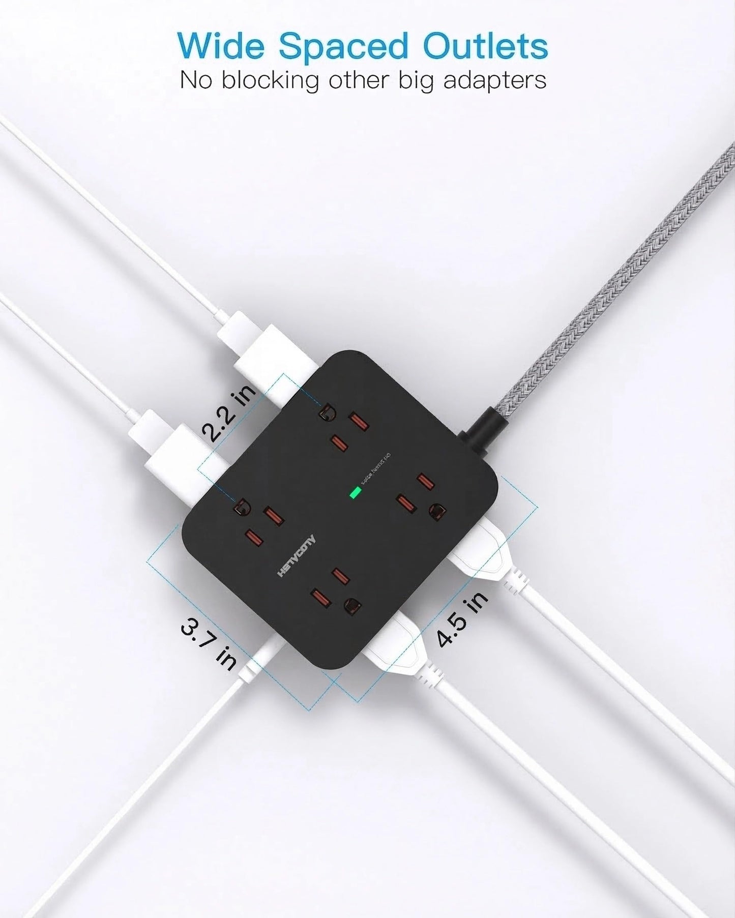 Surge Protector Power Strip 15 Ft Long Cord, HANYCONY Extension Cord 15 Feet with 8 Outlets 4 USB Ports(2 USB C), Flat Plug, Desk Charging Station for Home Office College Dorm Room Essentials